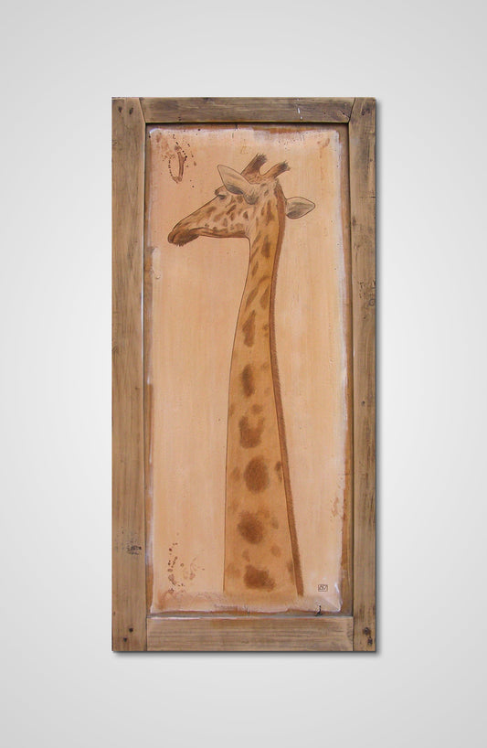The Girafe acrylic fine art wooden door animals Francois AVONS Reclaimed Materials