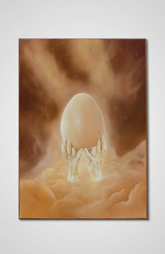 The holy egg oil fine art canvas fantasy Francois AVONS found objects art